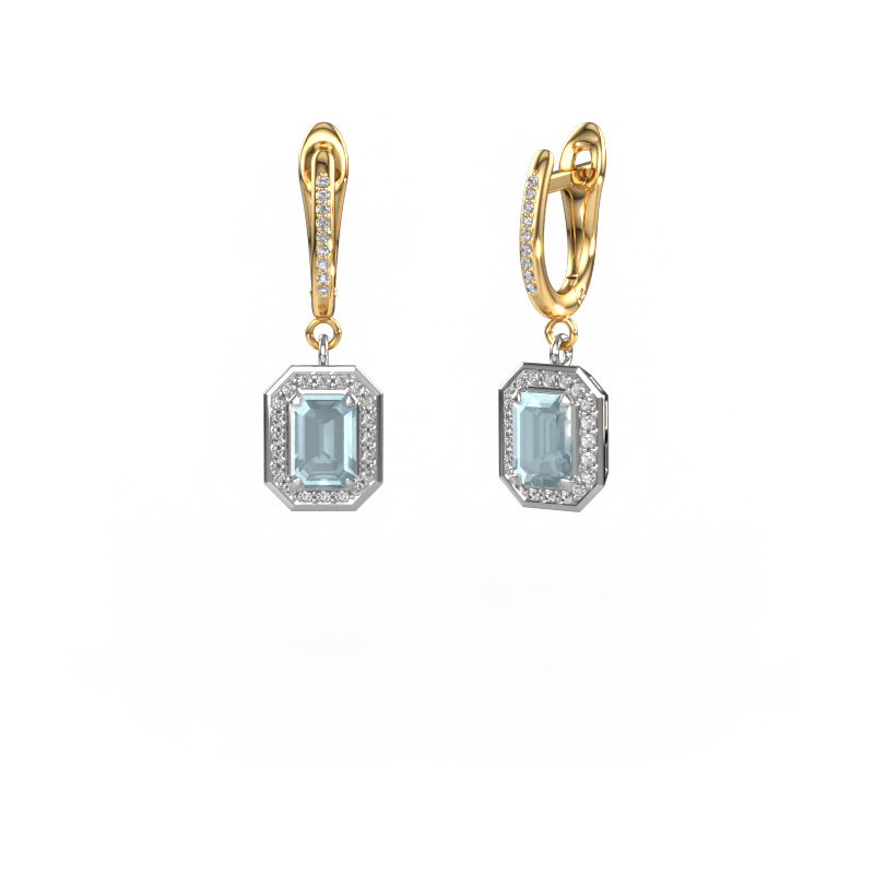 Image of Drop earrings Dodie 2 585 white gold Aquamarine 6.5x4.5 mm