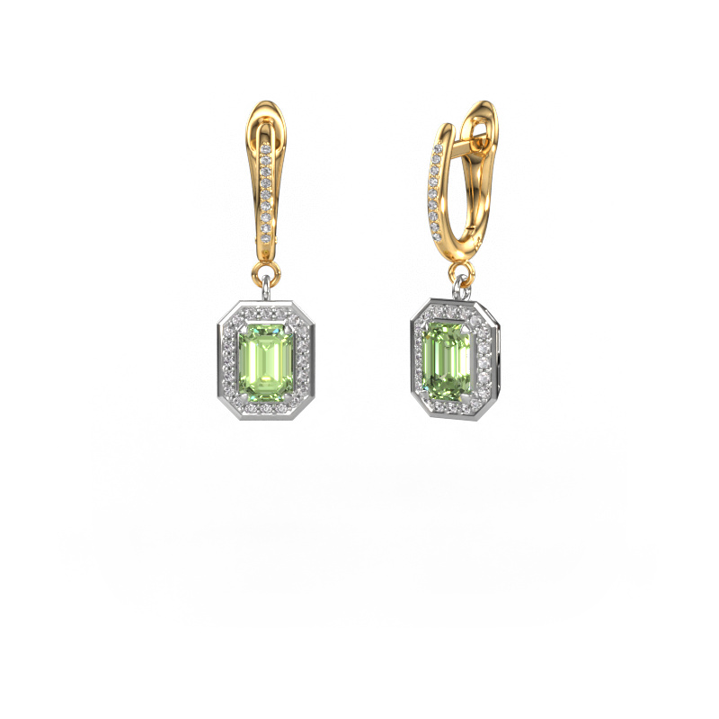 Image de Pendants d'oreilles Dodie 2 585 or blanc Diamants synthétiques vert 6.5x4.5 mm