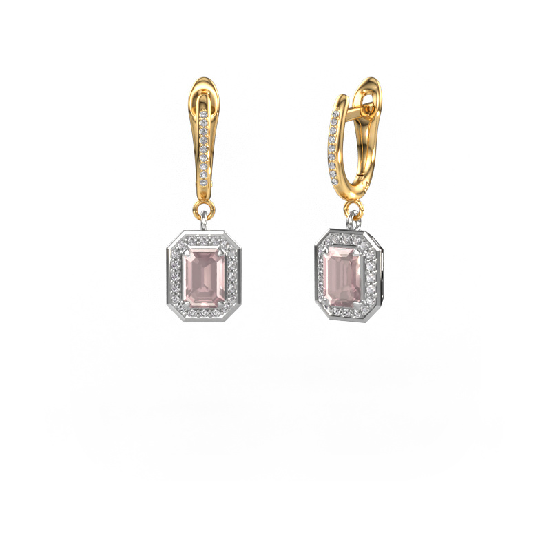 Image of Drop earrings Dodie 2 585 white gold Morganite champagne 6.5x4.5 mm