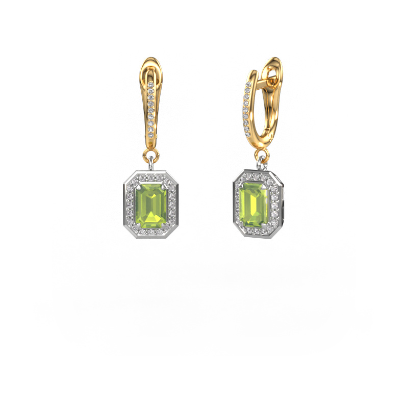 Image of Drop earrings Dodie 2 585 white gold Peridot 6.5x4.5 mm