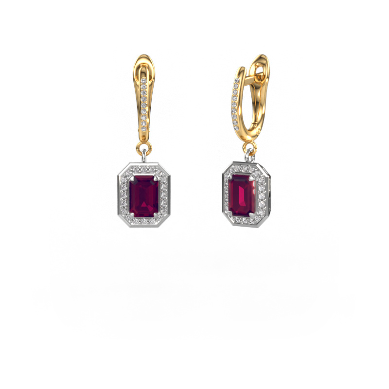 Image of Drop earrings Dodie 2 585 white gold Rhodolite 6.5x4.5 mm