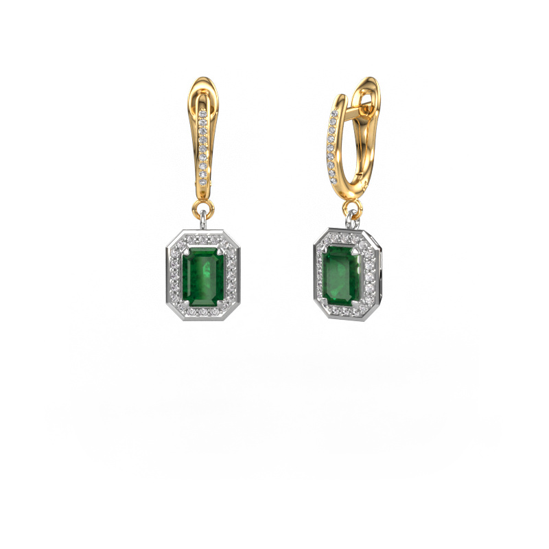 Image de Pendants d'oreilles Dodie 2 585 or blanc Emeraude 6.5x4.5 mm