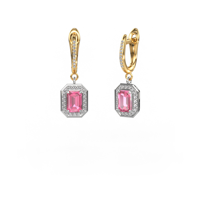 Image de Pendants d'oreilles Dodie 2 585 or blanc Saphir rose 6.5x4.5 mm