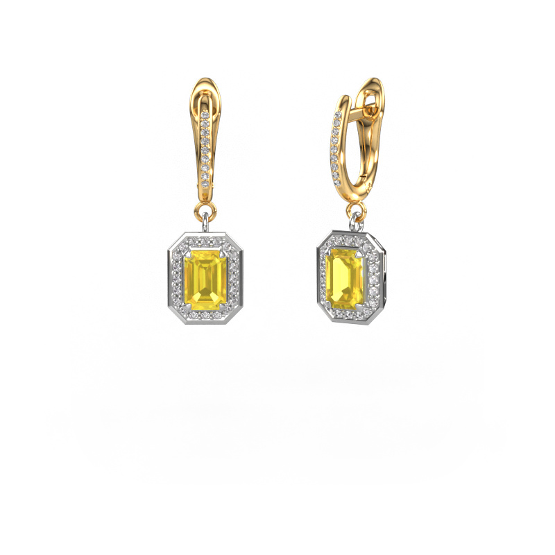 Image de Pendants d'oreilles Dodie 2 585 or blanc Saphir jaune 6.5x4.5 mm