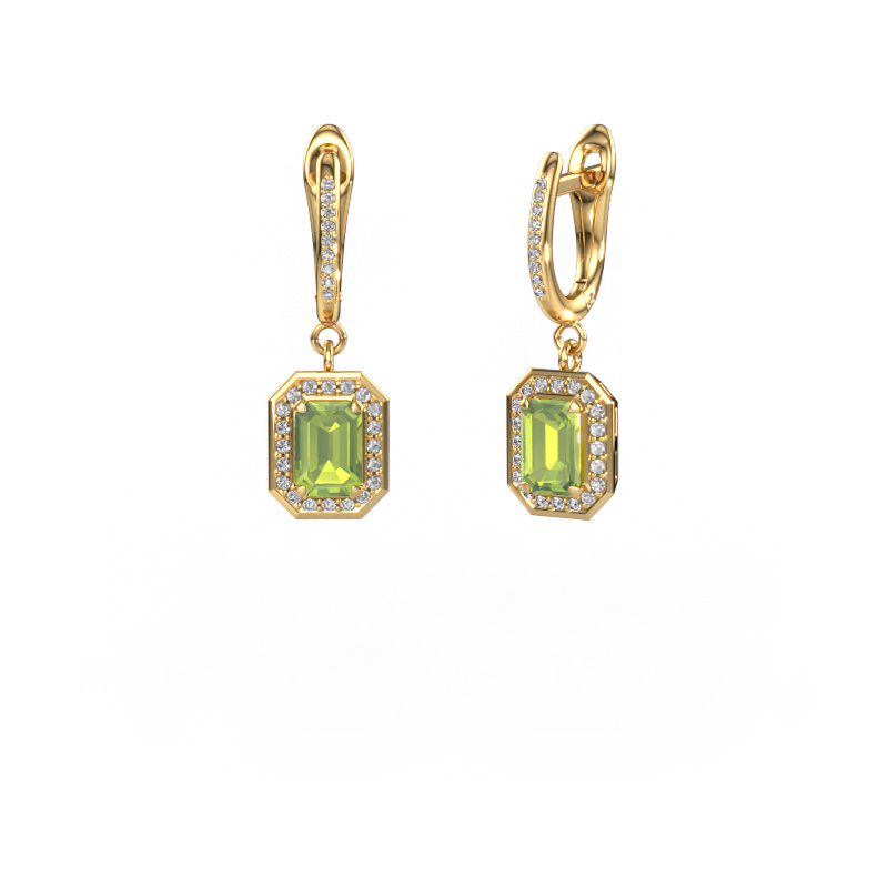 Image of Drop earrings Dodie 2 585 gold Peridot 6.5x4.5 mm