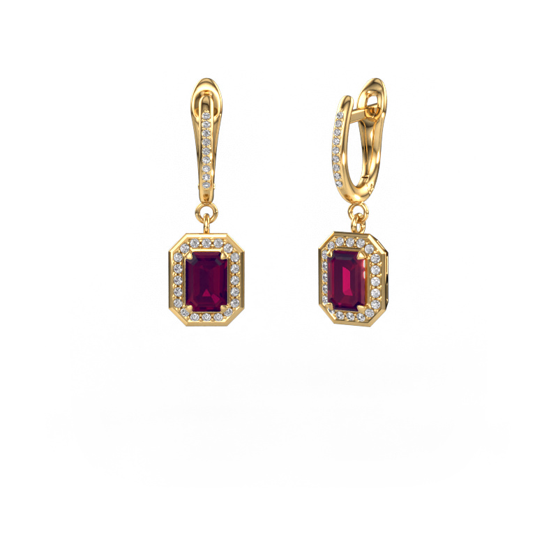 Image of Drop earrings Dodie 2 585 gold Rhodolite 6.5x4.5 mm