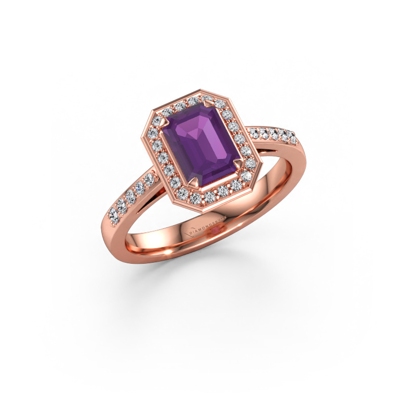 Immagine di Anello di fidanzamento Dodie 2 eme 585 oro rosa Ametista 7x5 mm