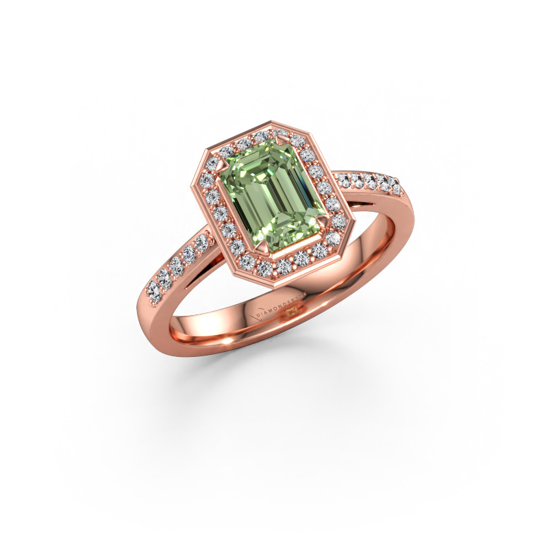 Bild av Förlovningsring Dodie 2 eme 585 roséguld Grön labbodlad diamant 7x5 mm