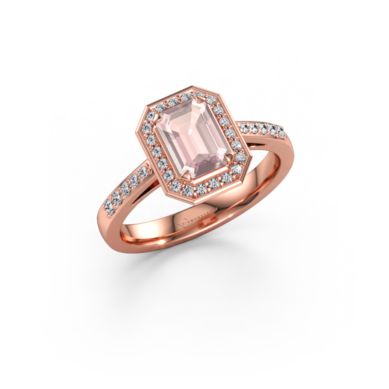 Immagine di Anello di fidanzamento Dodie 2 eme 585 oro rosa Morganite champagne 7x5 mm