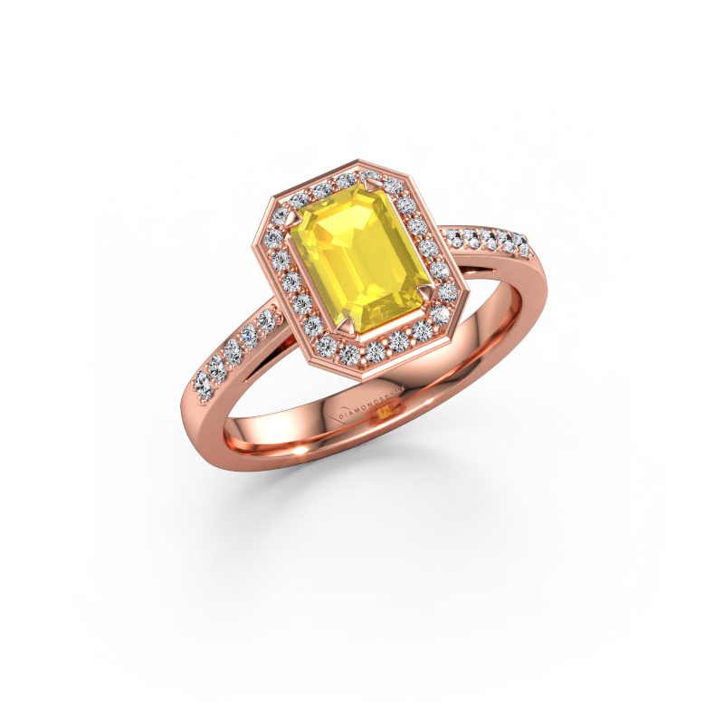 Bild av Förlovningsring Dodie 2 eme 585 roséguld Gul safir 7x5 mm