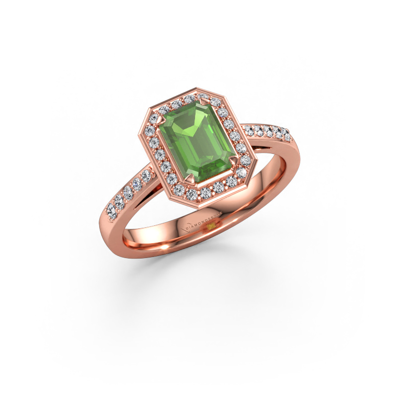 Bild av Förlovningsring Dodie 2 eme 585 roséguld Grön turmalin 7x5 mm