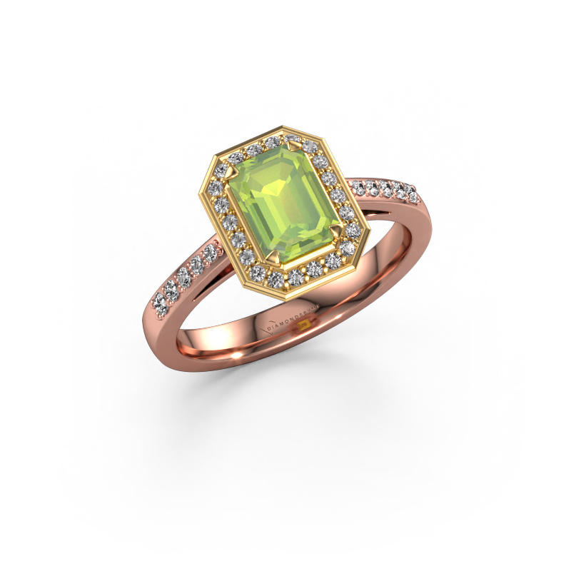 Image of Engagement ring Dodie 2 eme 585 rose gold Peridot 7x5 mm