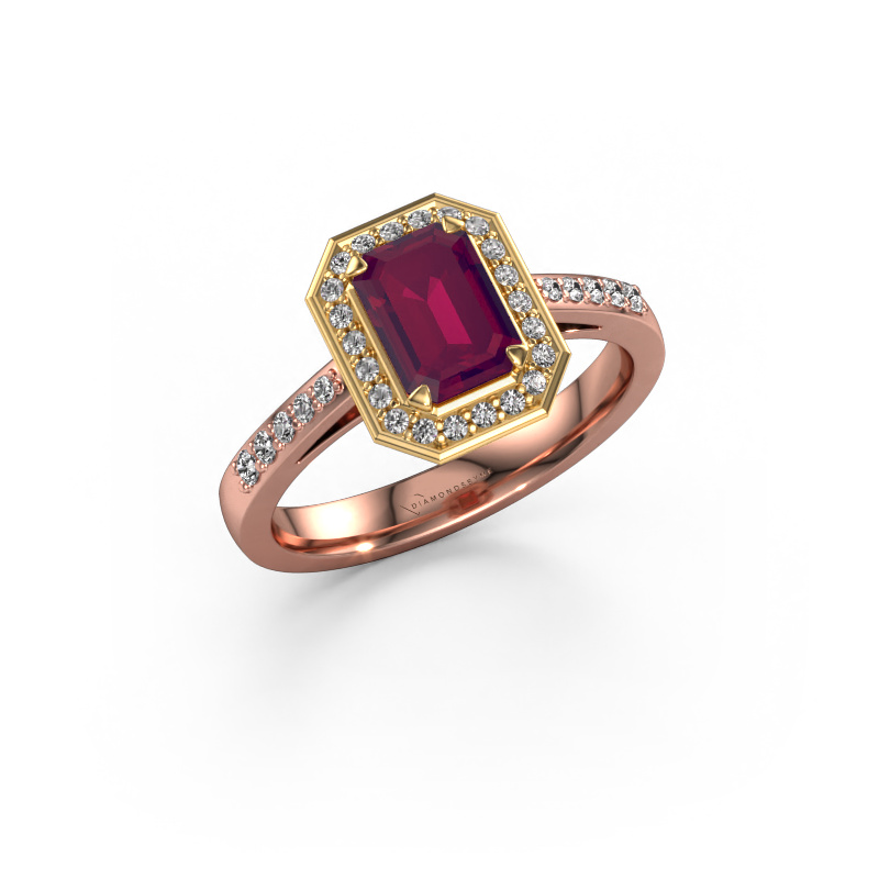 Image de Bague de fiançailles Dodie 2 eme 585 or rose Rhodolite 7x5 mm