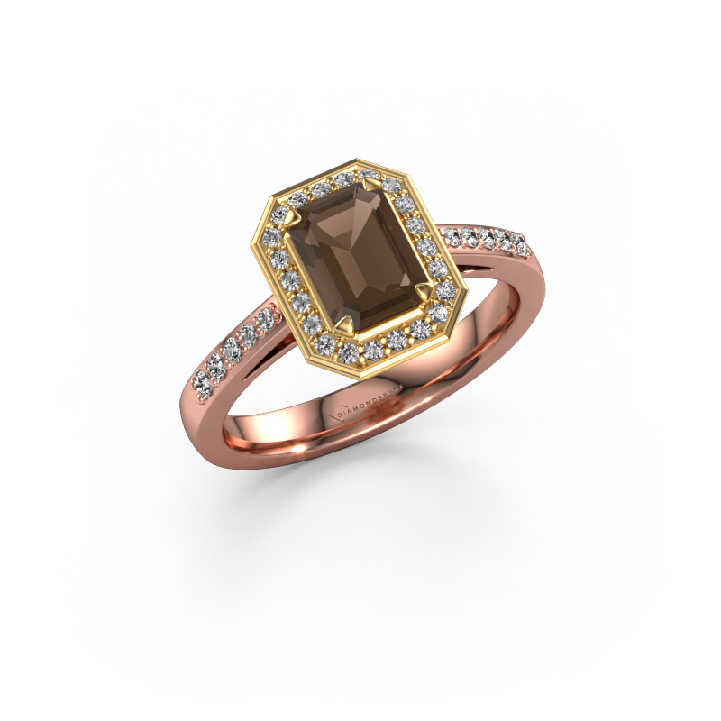 Image of Engagement ring Dodie 2 eme 585 rose gold Smokey quartz 7x5 mm