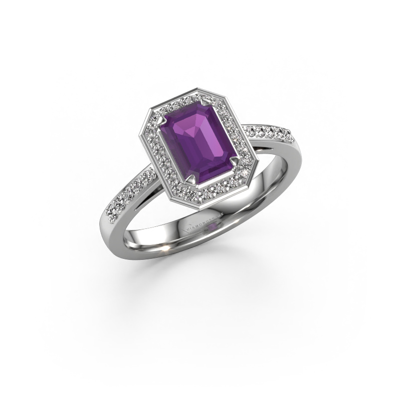 Bild von Verlobungsring Dodie 2 eme 950 Platin Amethyst 7x5 mm