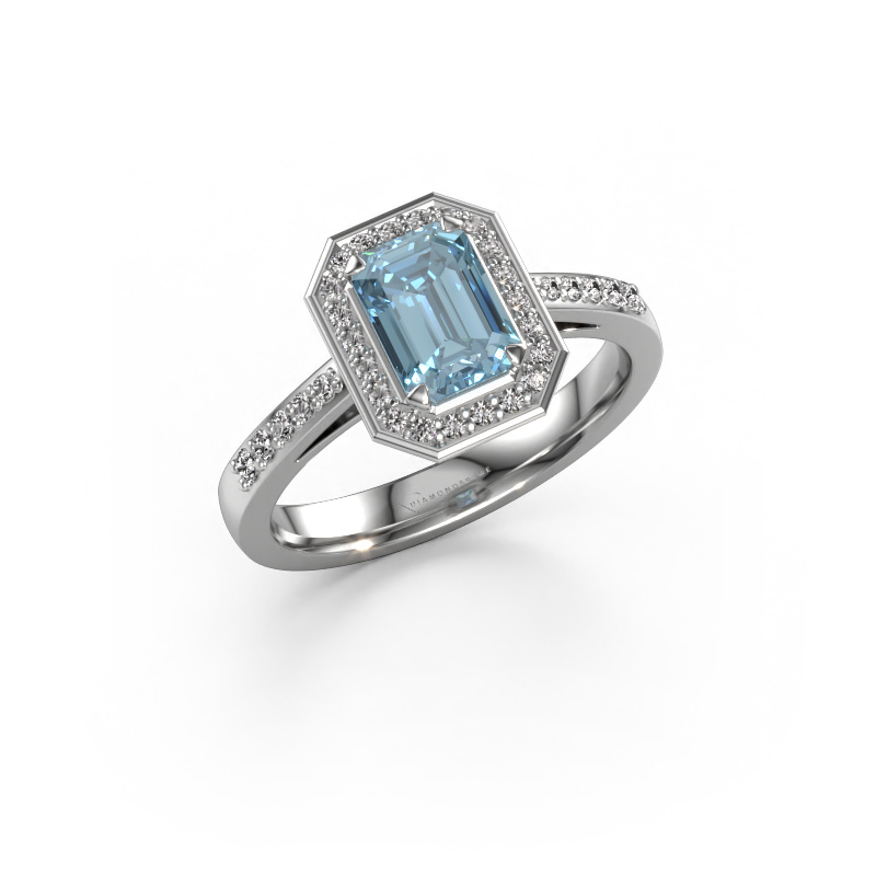 Bild von Verlobungsring Dodie 2 eme 950 Platin Blauer Labordiamant 7x5 mm