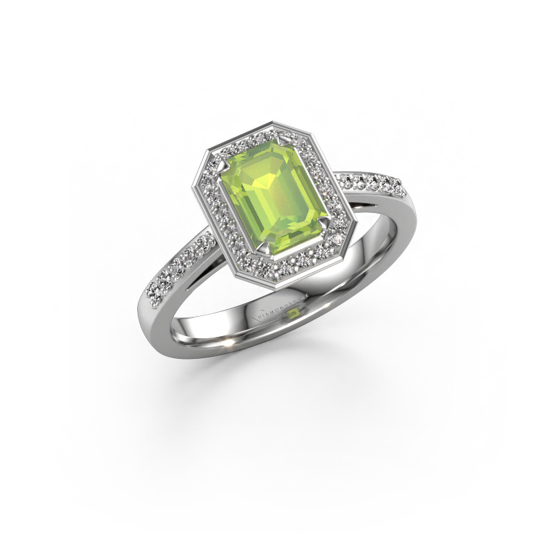 Bild von Verlobungsring Dodie 2 eme 950 Platin Peridot 7x5 mm