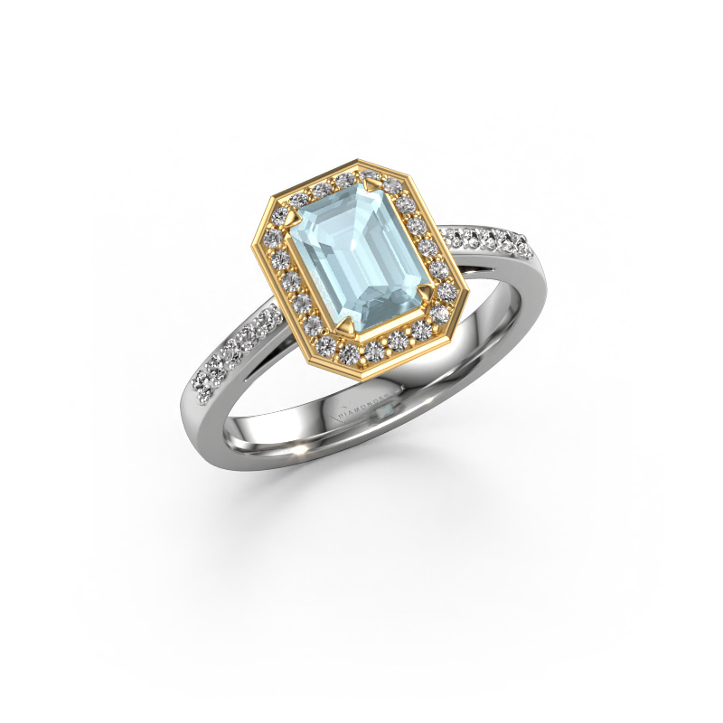 Image of Engagement ring Dodie 2 eme 585 white gold Aquamarine 7x5 mm