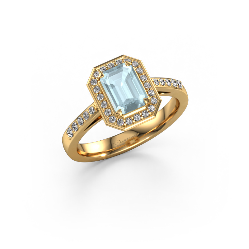 Image of Engagement ring Dodie 2 eme 585 gold Aquamarine 7x5 mm