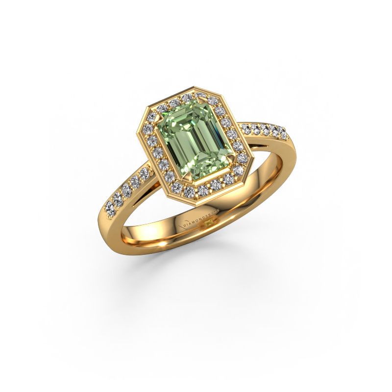 Image of Engagement ring Dodie 2 eme 585 gold Green lab grown diamond 7x5 mm