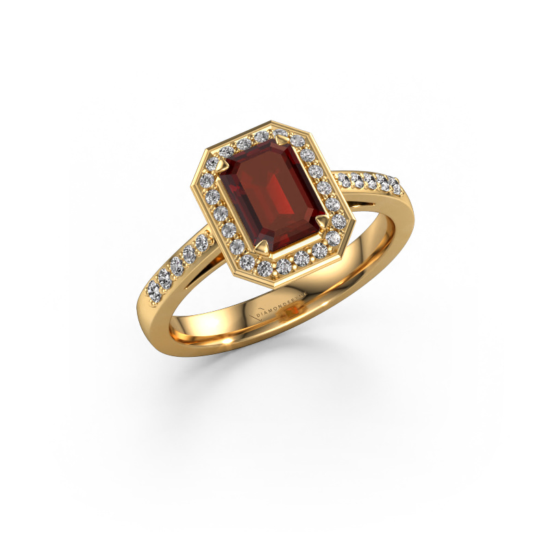 Image of Engagement ring Dodie 2 eme 585 gold Garnet 7x5 mm