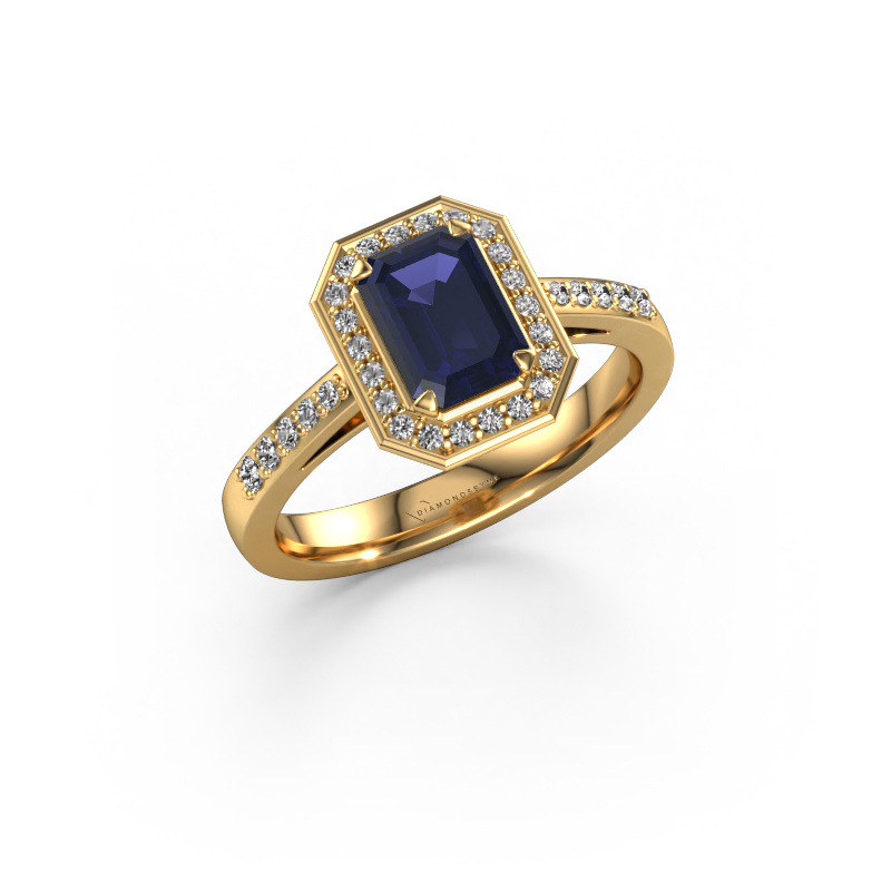 Image of Engagement ring Dodie 2 eme 585 gold Sapphire 7x5 mm