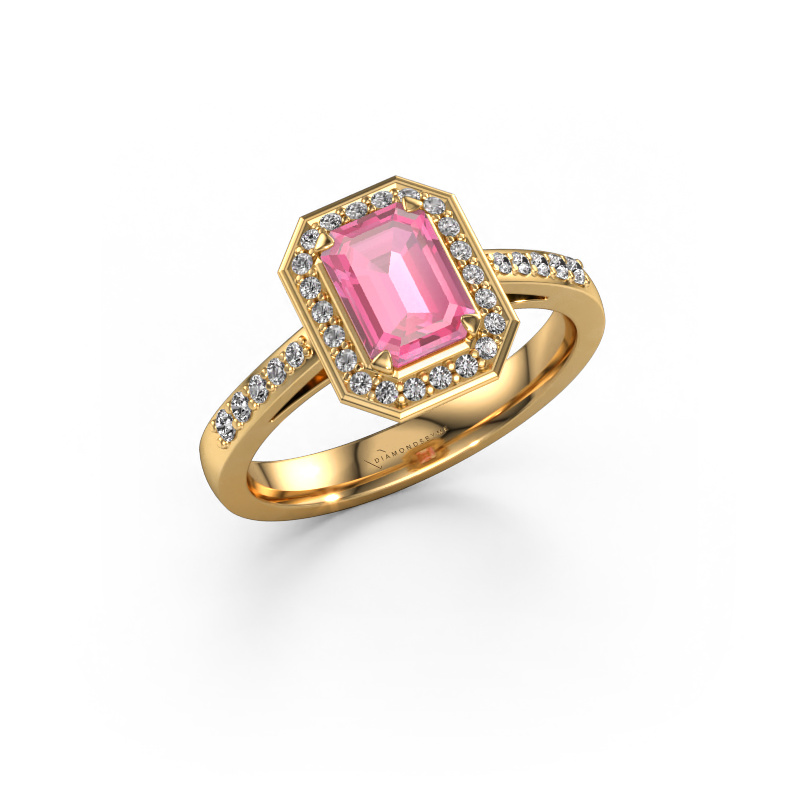 Image of Engagement ring Dodie 2 eme 585 gold Pink sapphire 7x5 mm