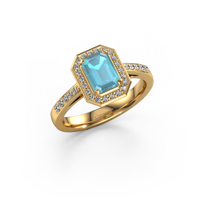 Bild von Verlobungsring Dodie 2 eme 585 Gold Blau Topas 7x5 mm