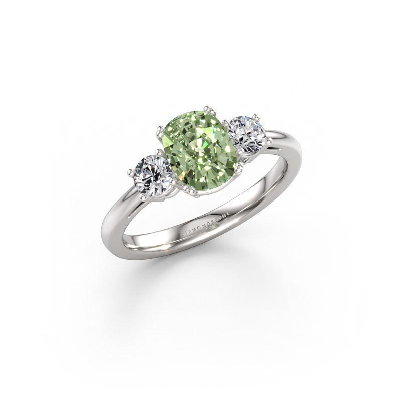 Immagine di Anello di fidanzamento Dominique CSH 1 585 oro bianco Diamante lab grown verde 7.4x5.8 mm