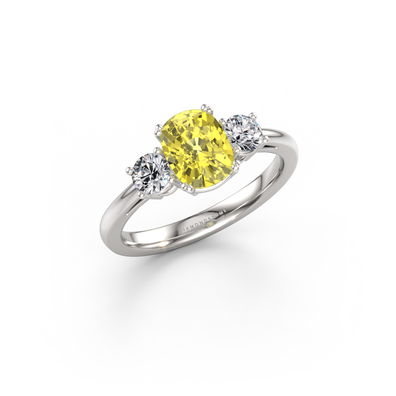 Immagine di Anello di fidanzamento Dominique CSH 1 585 oro bianco Diamante lab grown giallo 7.4x5.8 mm