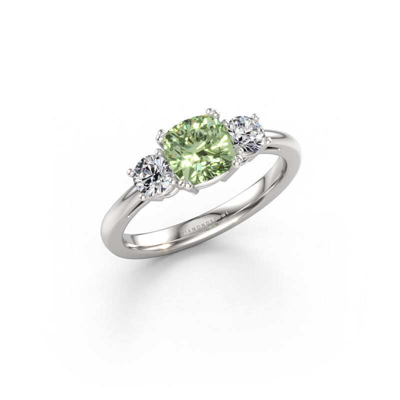 Immagine di Anello di fidanzamento Dominique CUS 1 950 platino Diamante lab grown verde 6 mm
