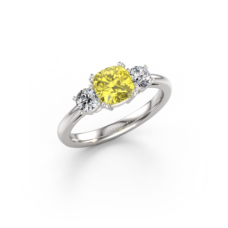 Immagine di Anello di fidanzamento Dominique CUS 1 950 platino Diamante lab grown giallo 6 mm