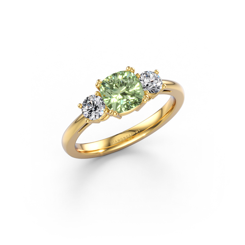Bild av Förlovningsring Dominique CUS 1 585 gult guld Grön labbodlad diamant 6 mm