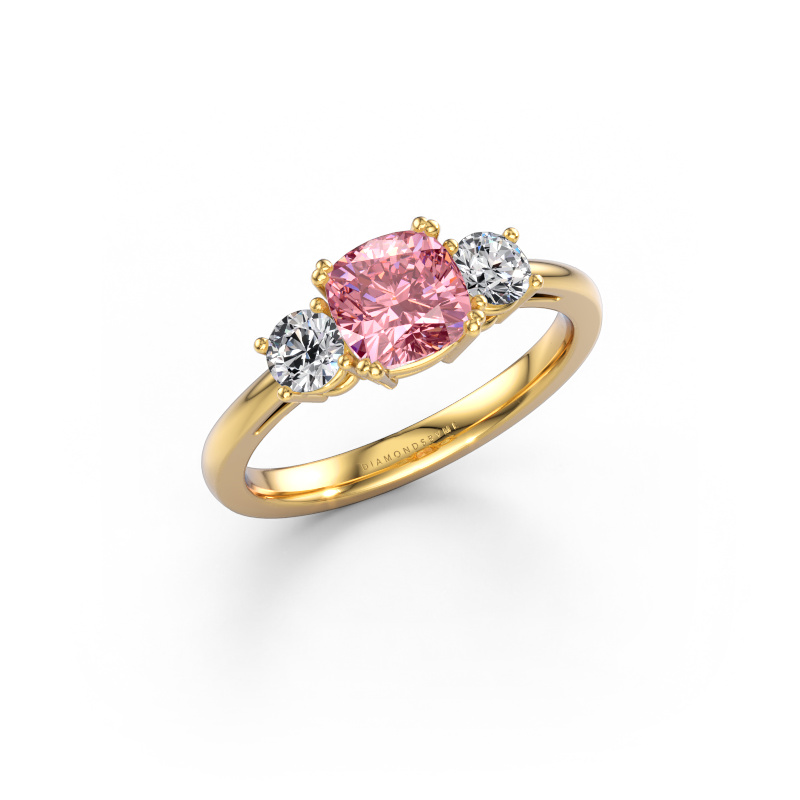 Bild av Förlovningsring Dominique CUS 1 585 gult guld Rosa labbodlad diamant 6 mm