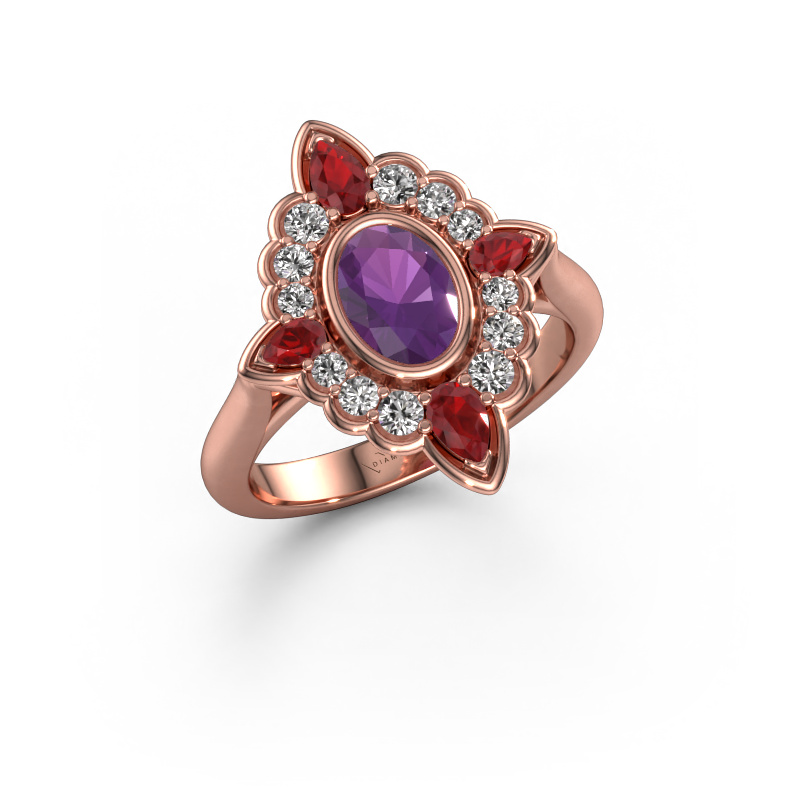 Bild von Verlobungsring Door 585 Roségold Amethyst 7x5 mm