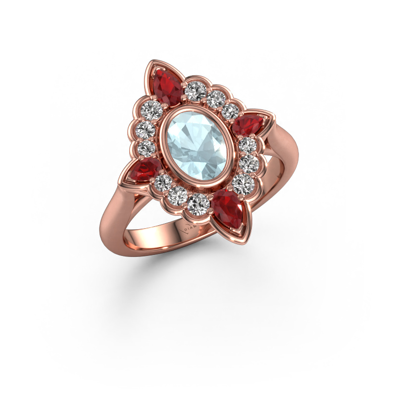 Image of Engagement ring Door 585 rose gold Aquamarine 7x5 mm