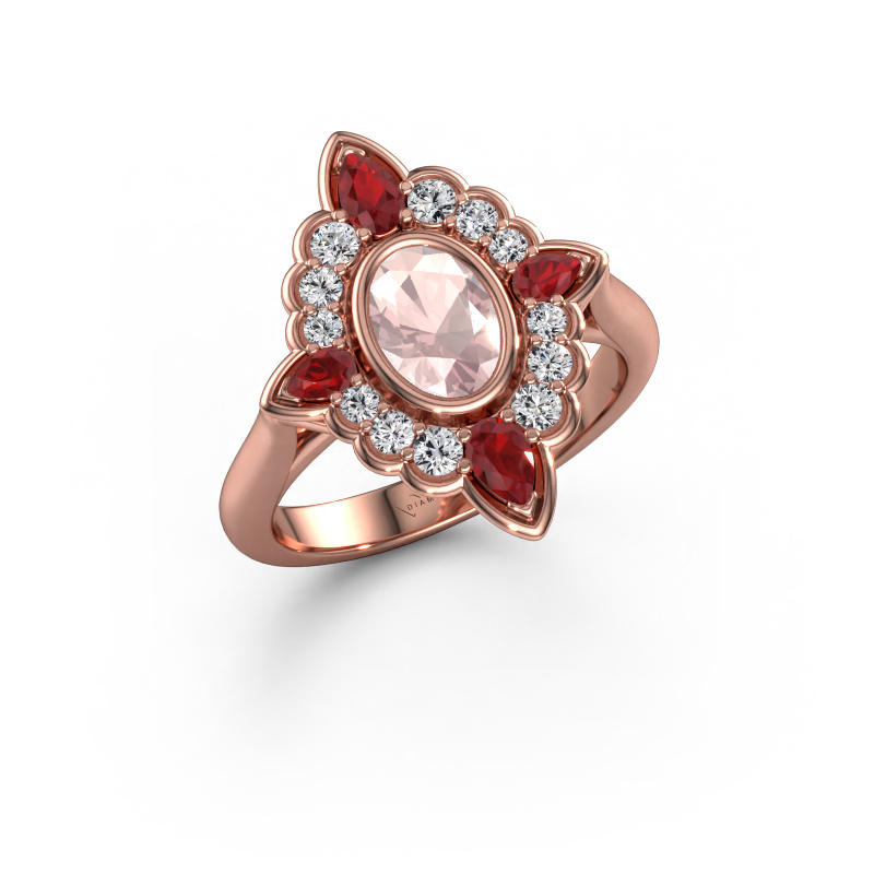 Image of Engagement ring Door 585 rose gold Morganite champagne 7x5 mm