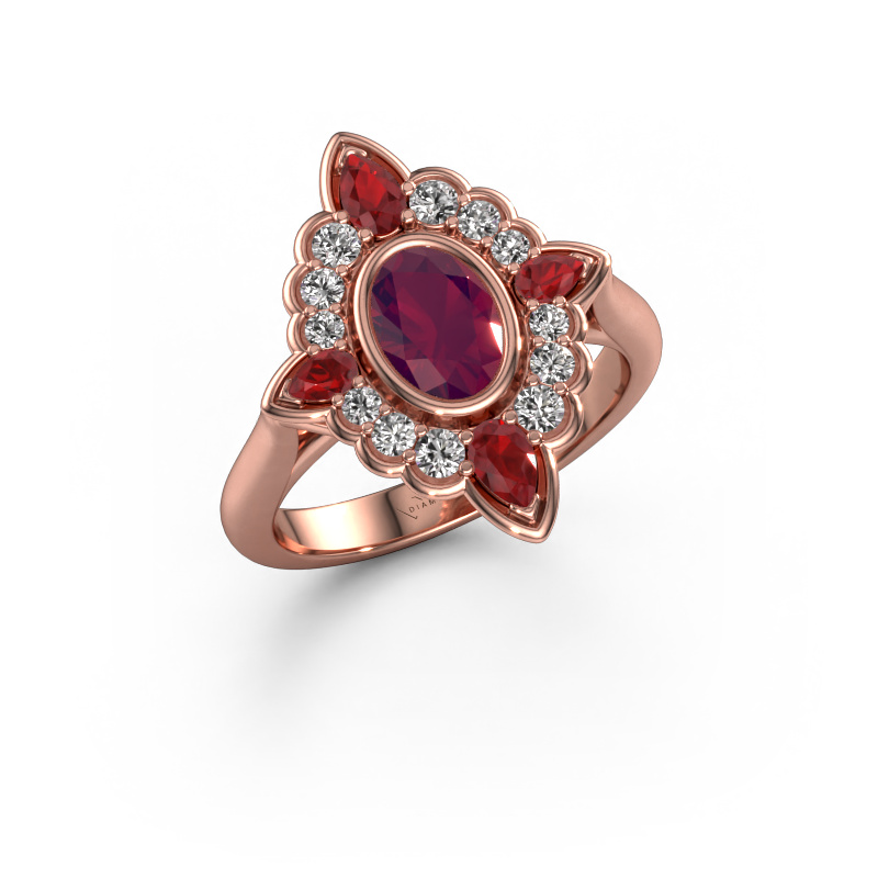 Bild von Verlobungsring Door 585 Roségold Rhodolit 7x5 mm