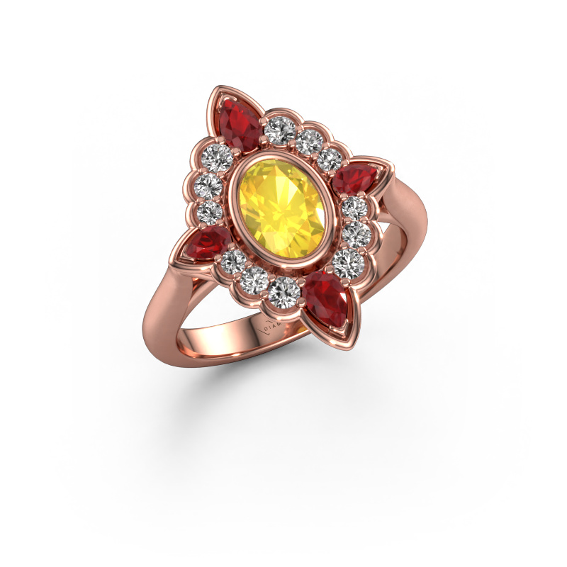 Image of Engagement ring Door 585 rose gold Yellow sapphire 7x5 mm