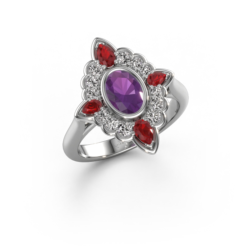 Bild von Verlobungsring Door 585 Weißgold Amethyst 7x5 mm