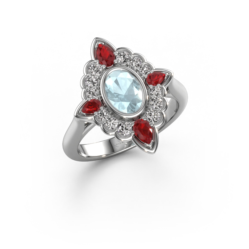 Image of Engagement ring Door 585 white gold Aquamarine 7x5 mm