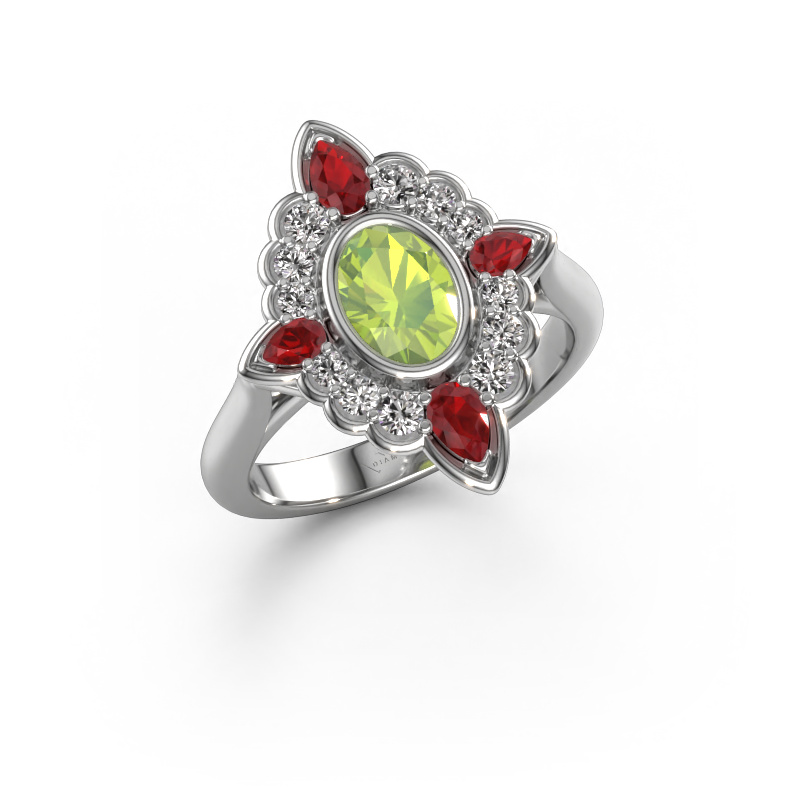 Bild von Verlobungsring Door 585 Weißgold Peridot 7x5 mm