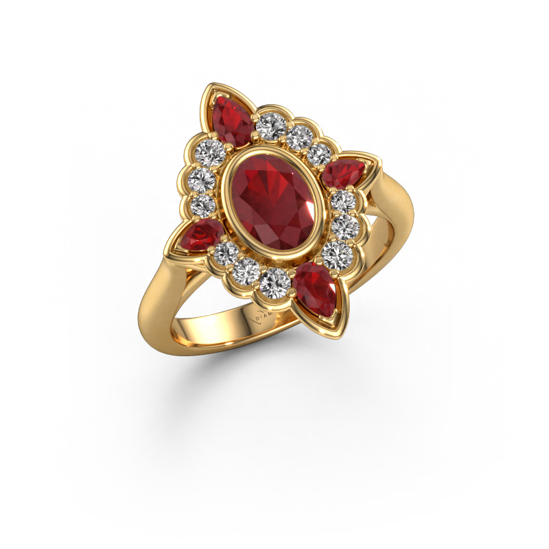 Bild von Verlobungsring Door 585 Gold Rubin 7x5 mm