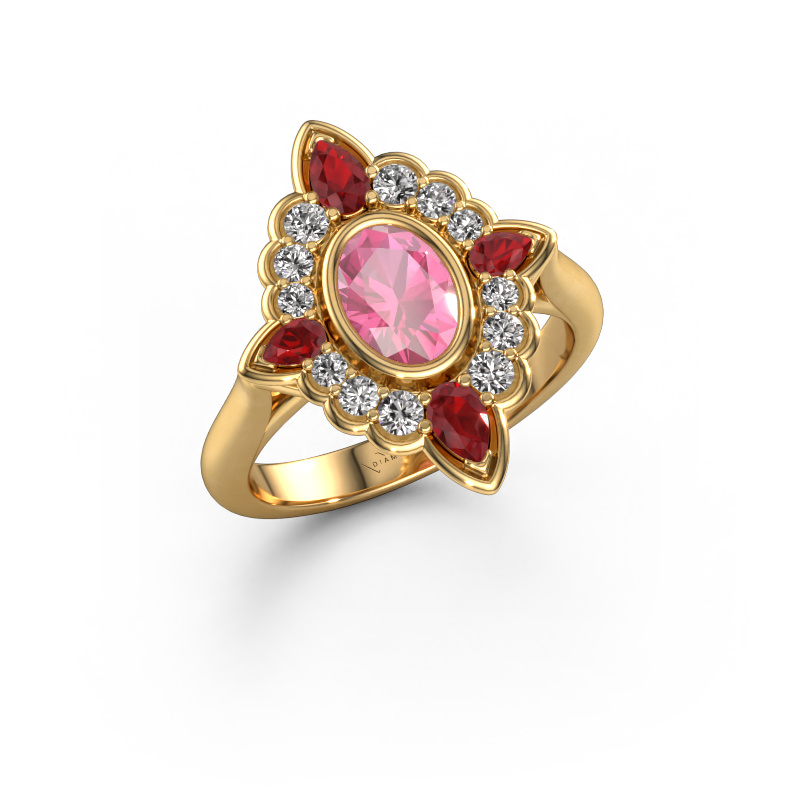 Image de Bague de fiançailles Door 585 or jaune Saphir rose 7x5 mm