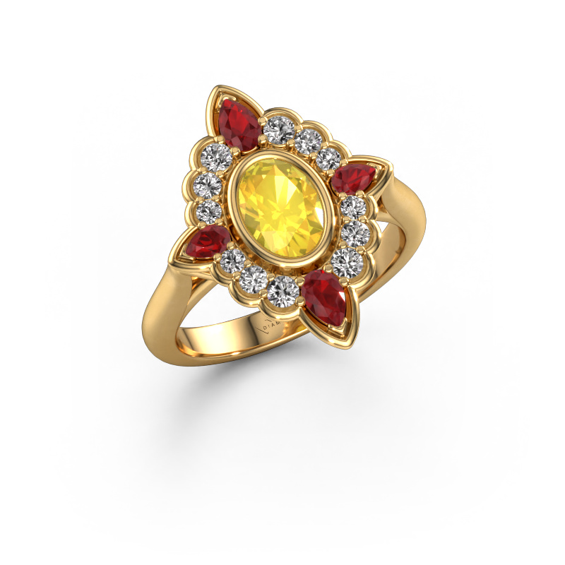 Image of Engagement ring Door 585 gold Yellow sapphire 7x5 mm