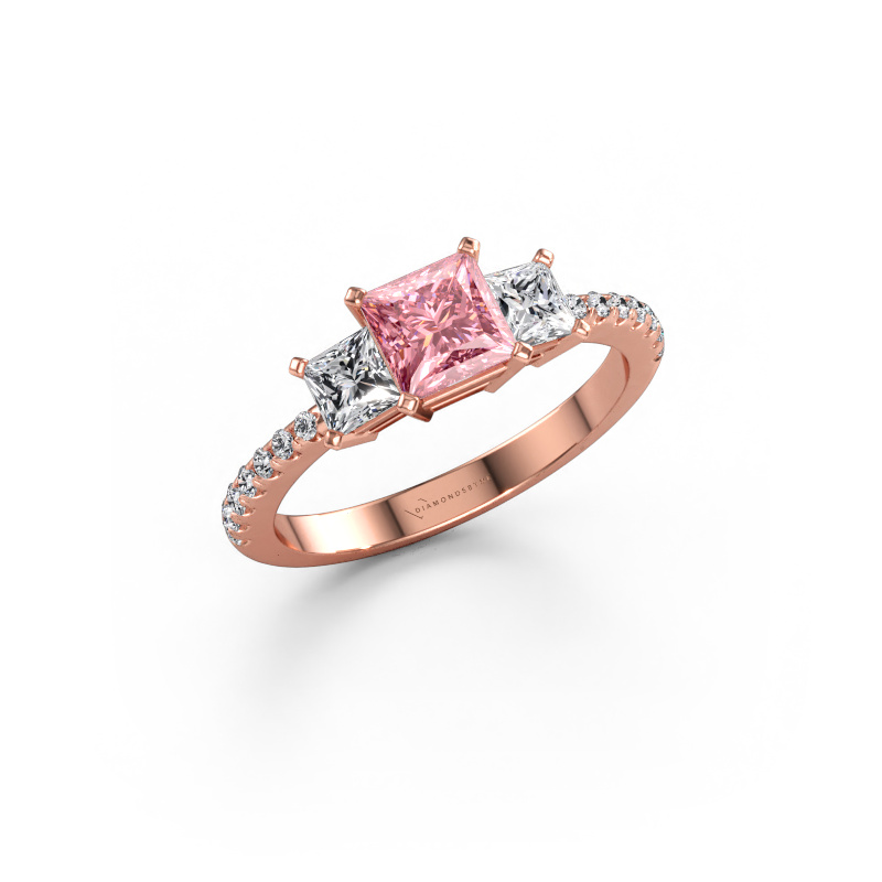 Image of Engagement ring Dorla 585 rose gold Pink lab grown diamond 5 mm