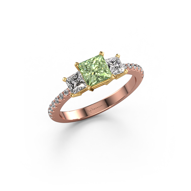 Image of Engagement ring Dorla 585 rose gold Green lab grown diamond 5 mm