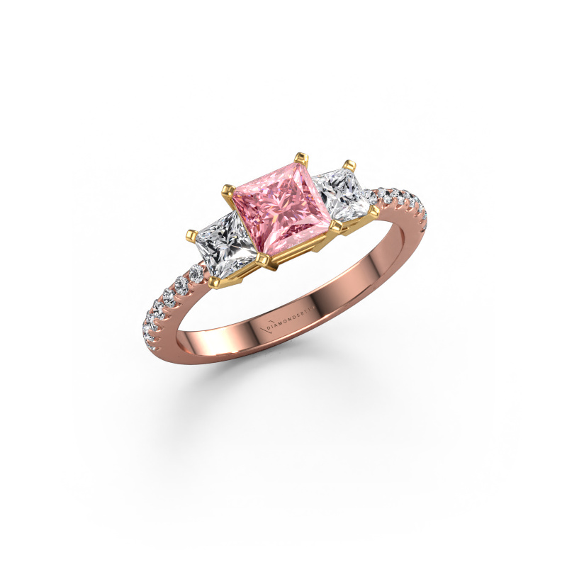 Image of Engagement ring Dorla 585 rose gold Pink lab grown diamond 5 mm