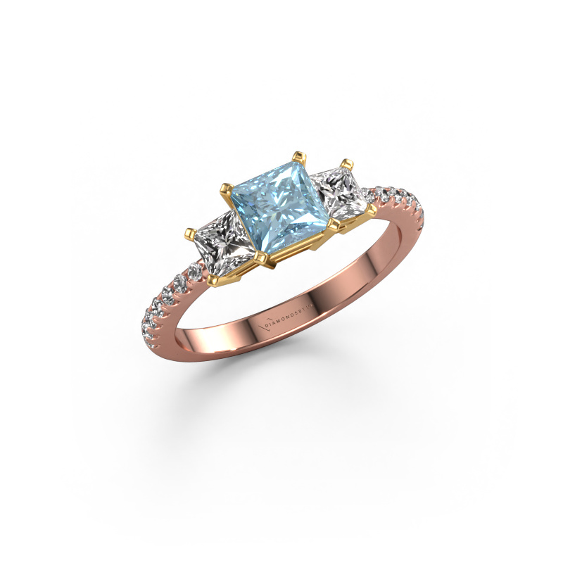 Image of Engagement ring Dorla 585 rose gold Blue lab grown diamond 5 mm
