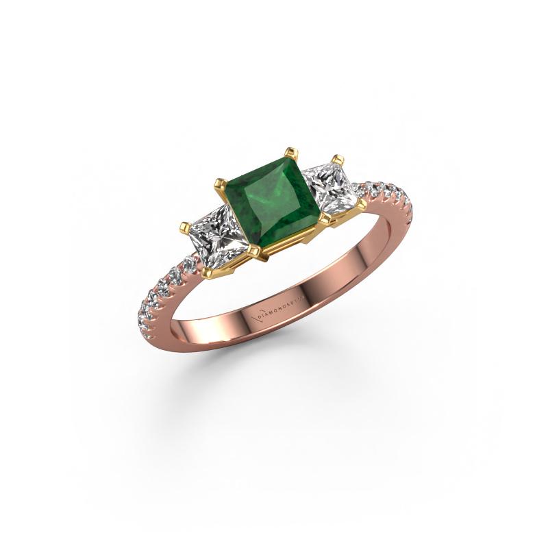Image of Engagement ring Dorla 585 rose gold Emerald 5 mm